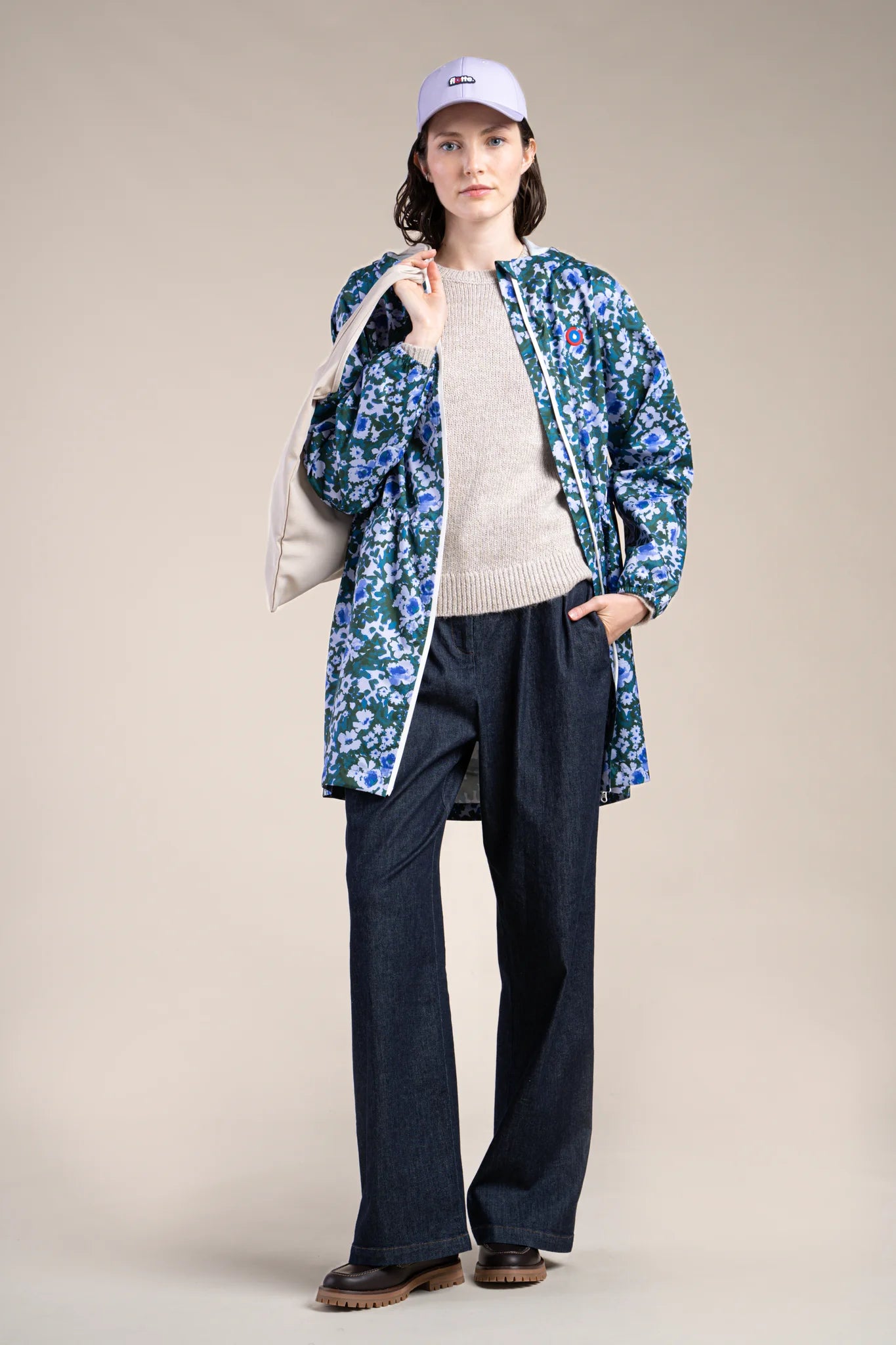 Amelot Printed - Long Raincoat - Flotte #couleur_geranium