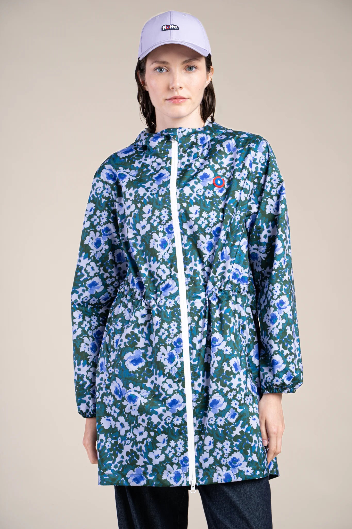 Amelot Printed - Long Raincoat - Flotte #couleur_geranium