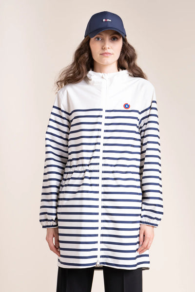 Amelot Printed - Long Raincoat - Flotte #couleur_mariniere