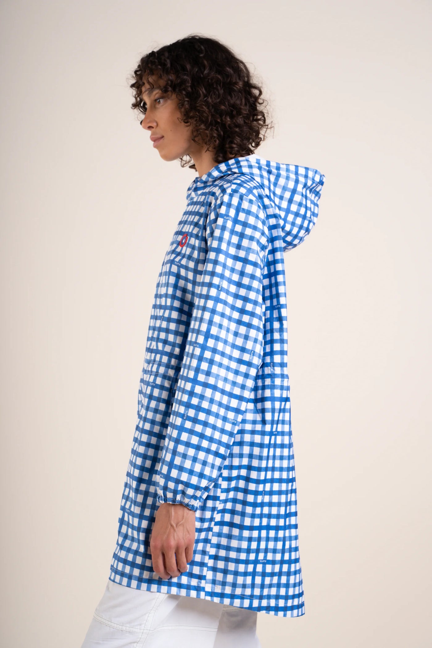 Amelot Printed - Long Raincoat - Flotte #couleur_vichy-bleu