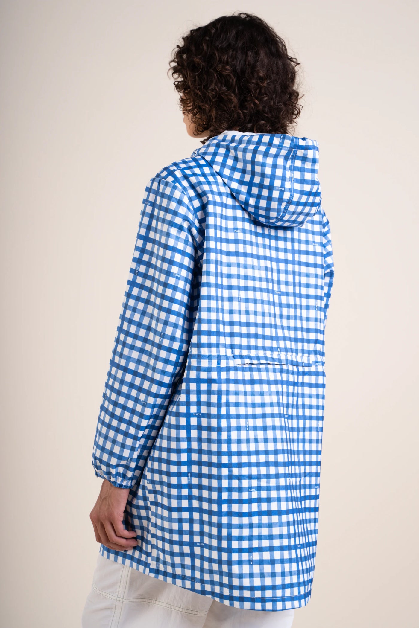 Amelot Printed - Long Raincoat - Flotte #couleur_vichy-bleu