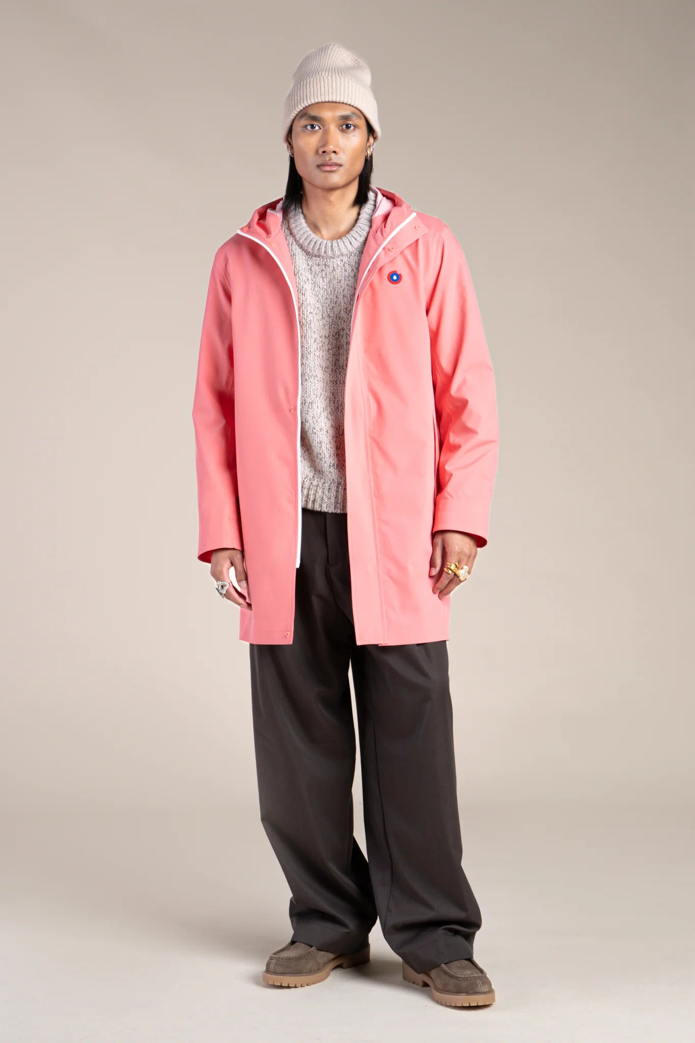 Beaubourg waterproof parka right #couleur_corail