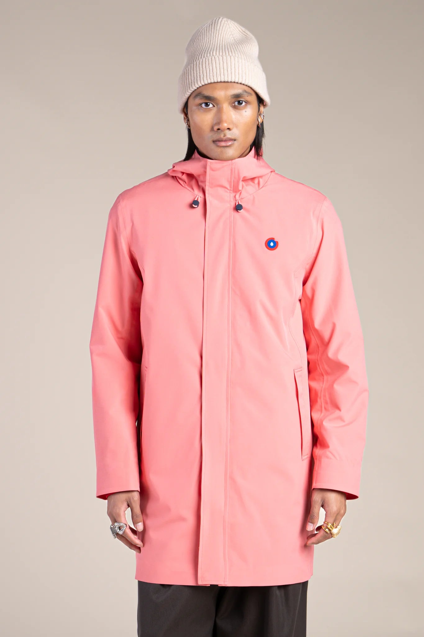 Beaubourg waterproof parka right #couleur_corail