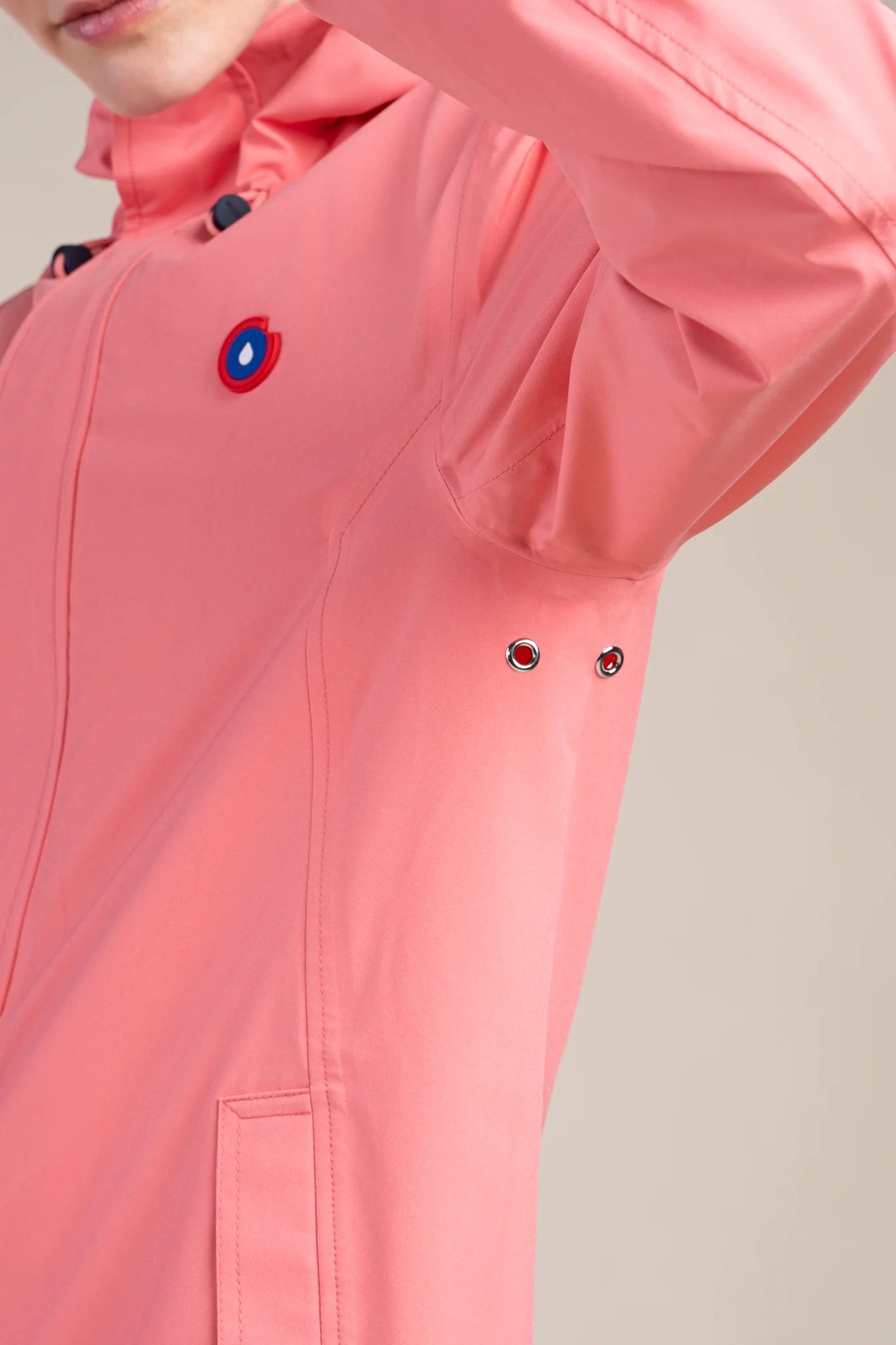 Beaubourg waterproof parka right #couleur_corail