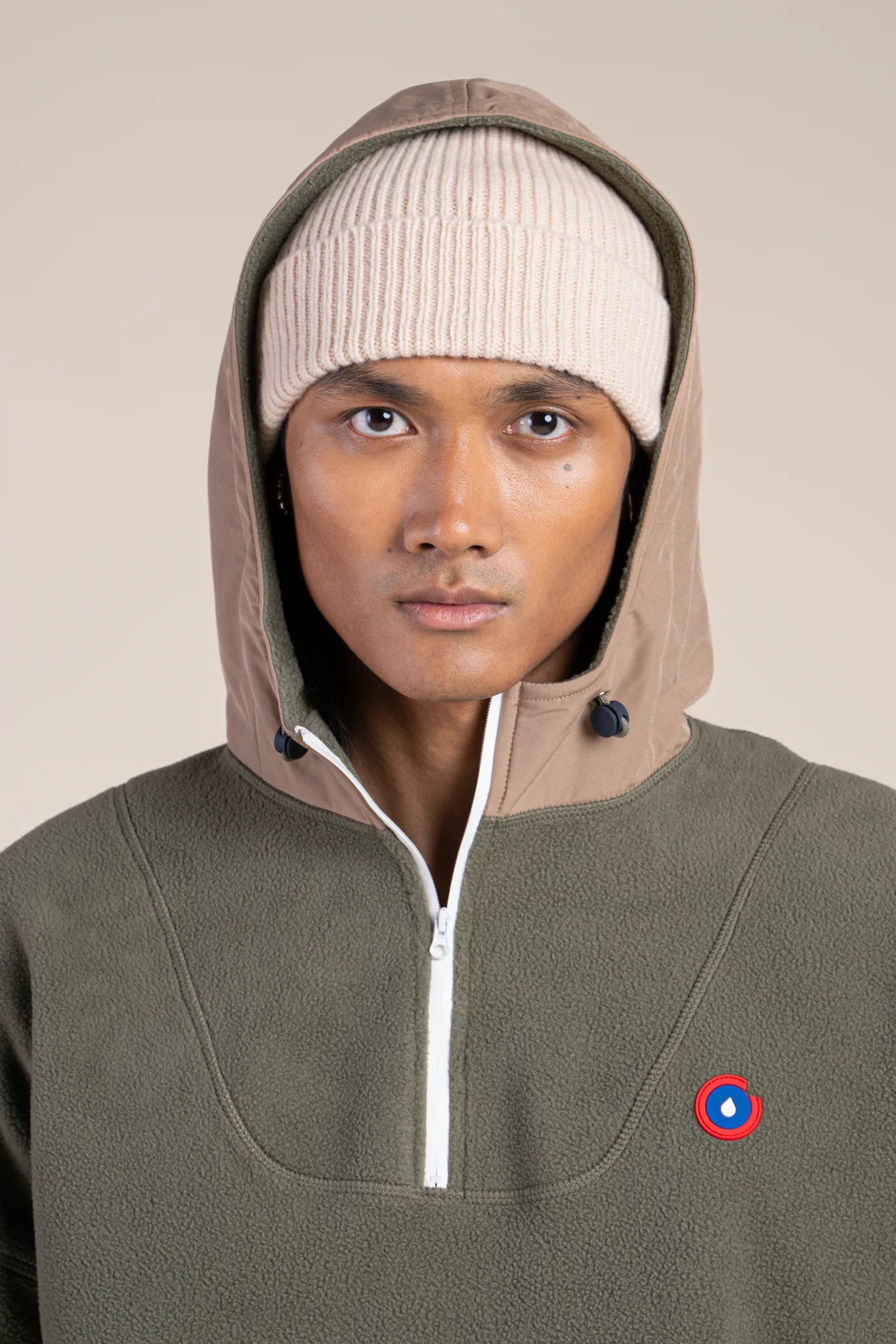 Belleville - Waterproof fleece hoodie - Flotte #couleur_kaki