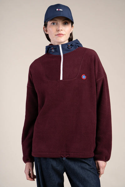 Belleville - Waterproof fleece hoodie plum burgundy - Flotte #couleur_prune