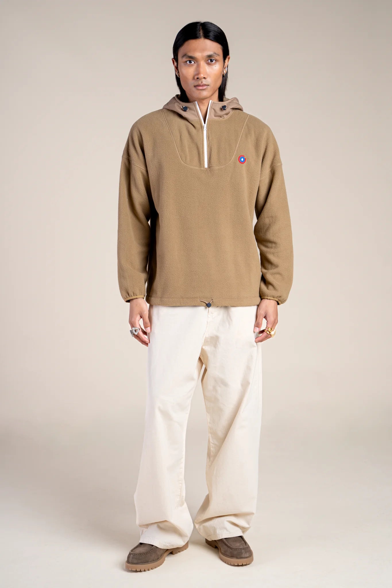 Belleville - Waterproof fleece hoodie - Flotte #couleur_sahara