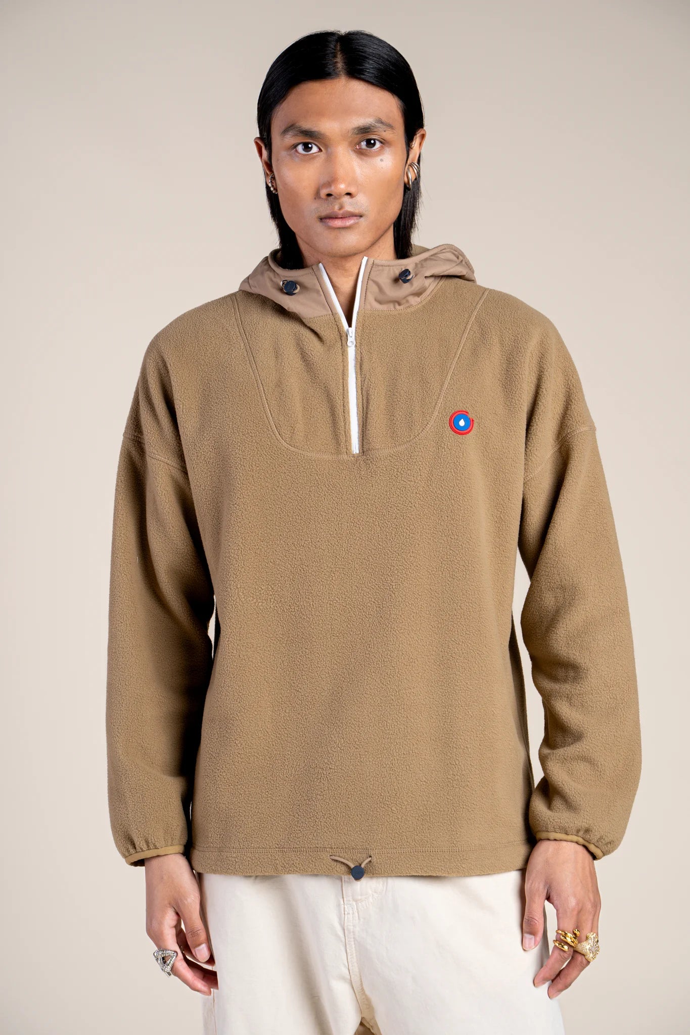 Belleville - Waterproof fleece hoodie - Flotte #couleur_sahara