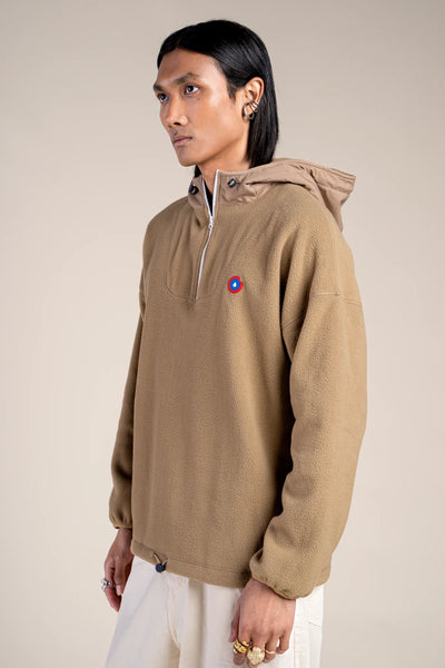 Belleville - Waterproof fleece hoodie - Flotte #couleur_sahara