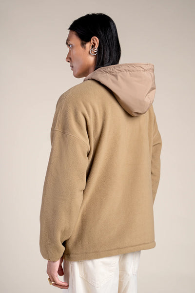 Belleville - Waterproof fleece hoodie - Flotte #couleur_sahara