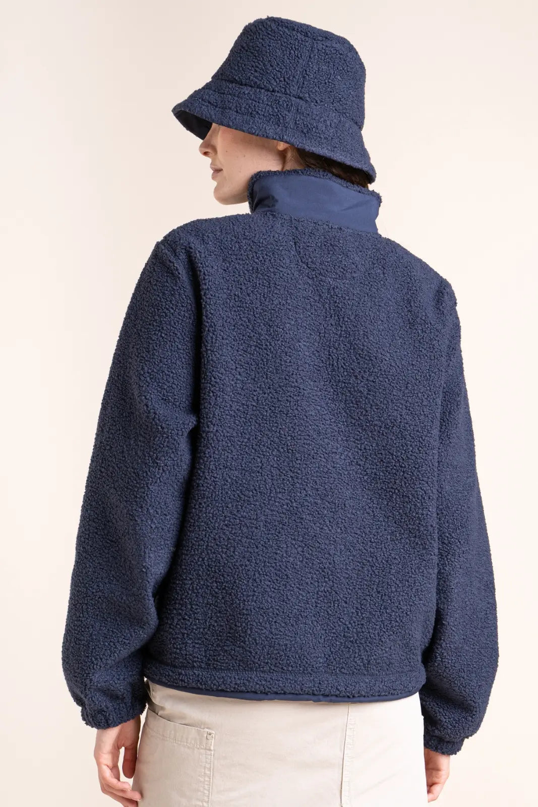 Bucket hat Marceau reversible fleece and raincoat #couleur_indigo