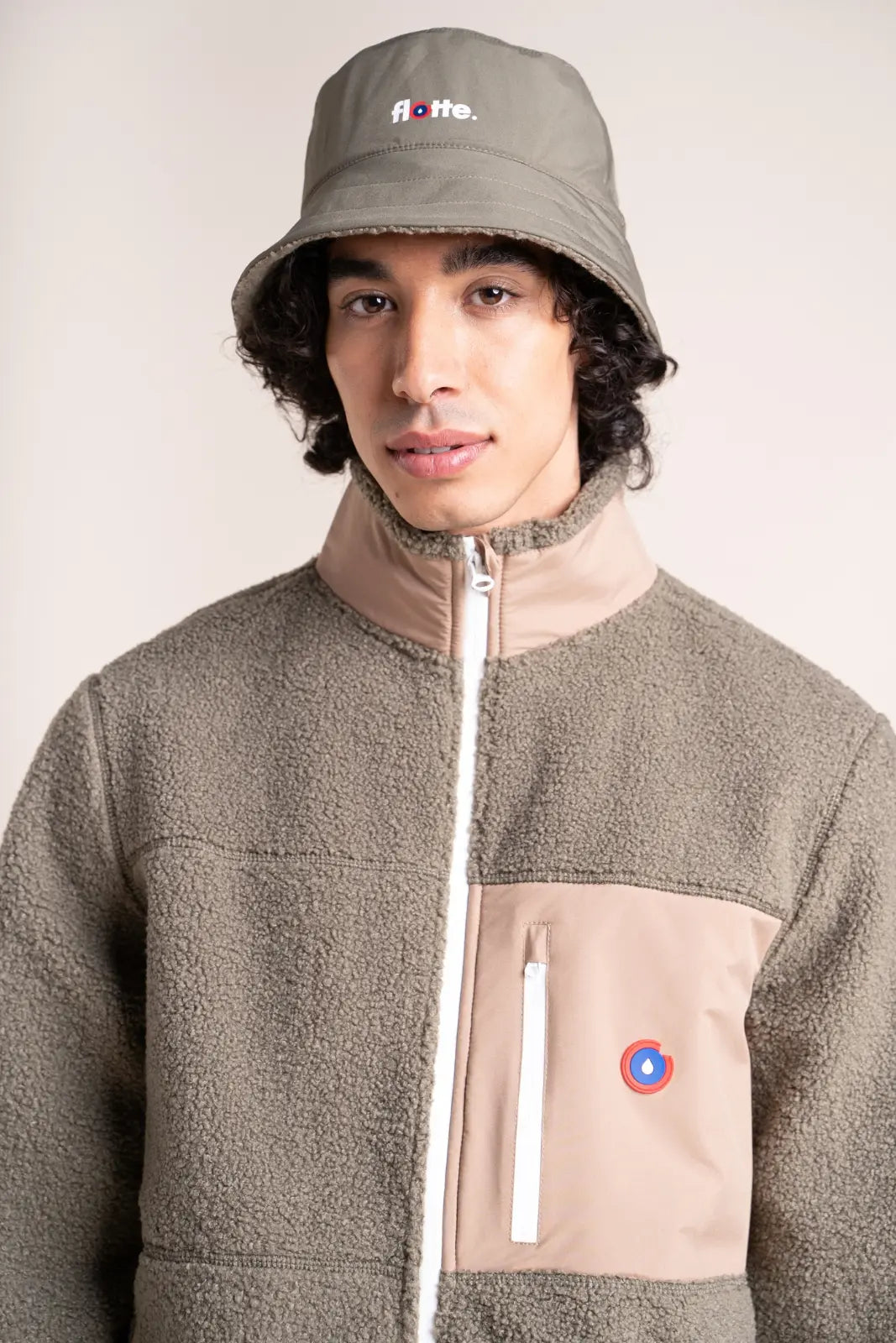Bucket hat Marceau reversible fleece and raincoat #couleur_kaki