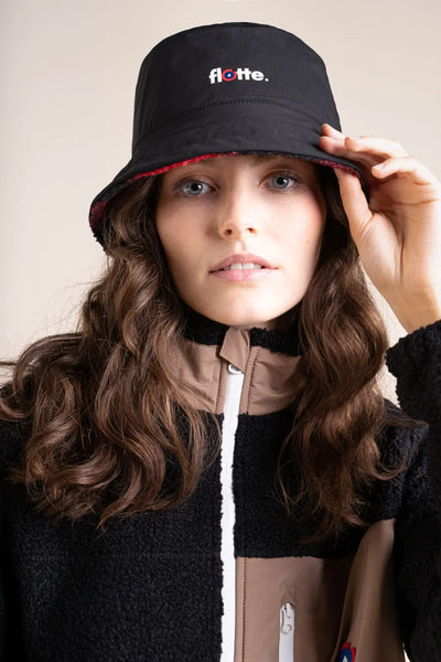 Bucket hat Marceau reversible fleece and raincoat #couleur_ombre-tartan