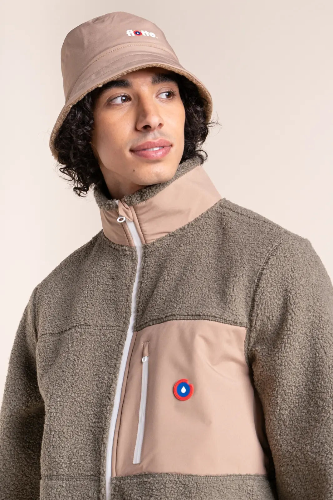Bucket hat Marceau reversible fleece and raincoat #couleur_sahara