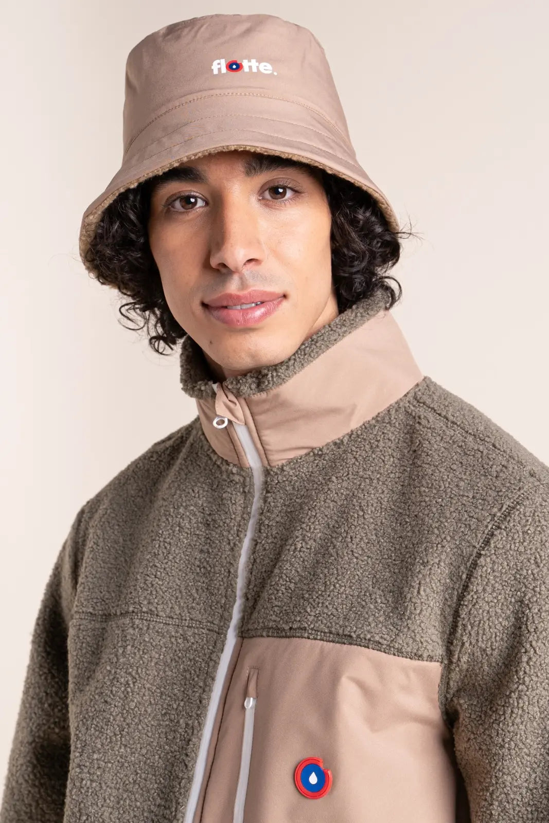 Bucket hat Marceau reversible fleece and raincoat #couleur_sahara