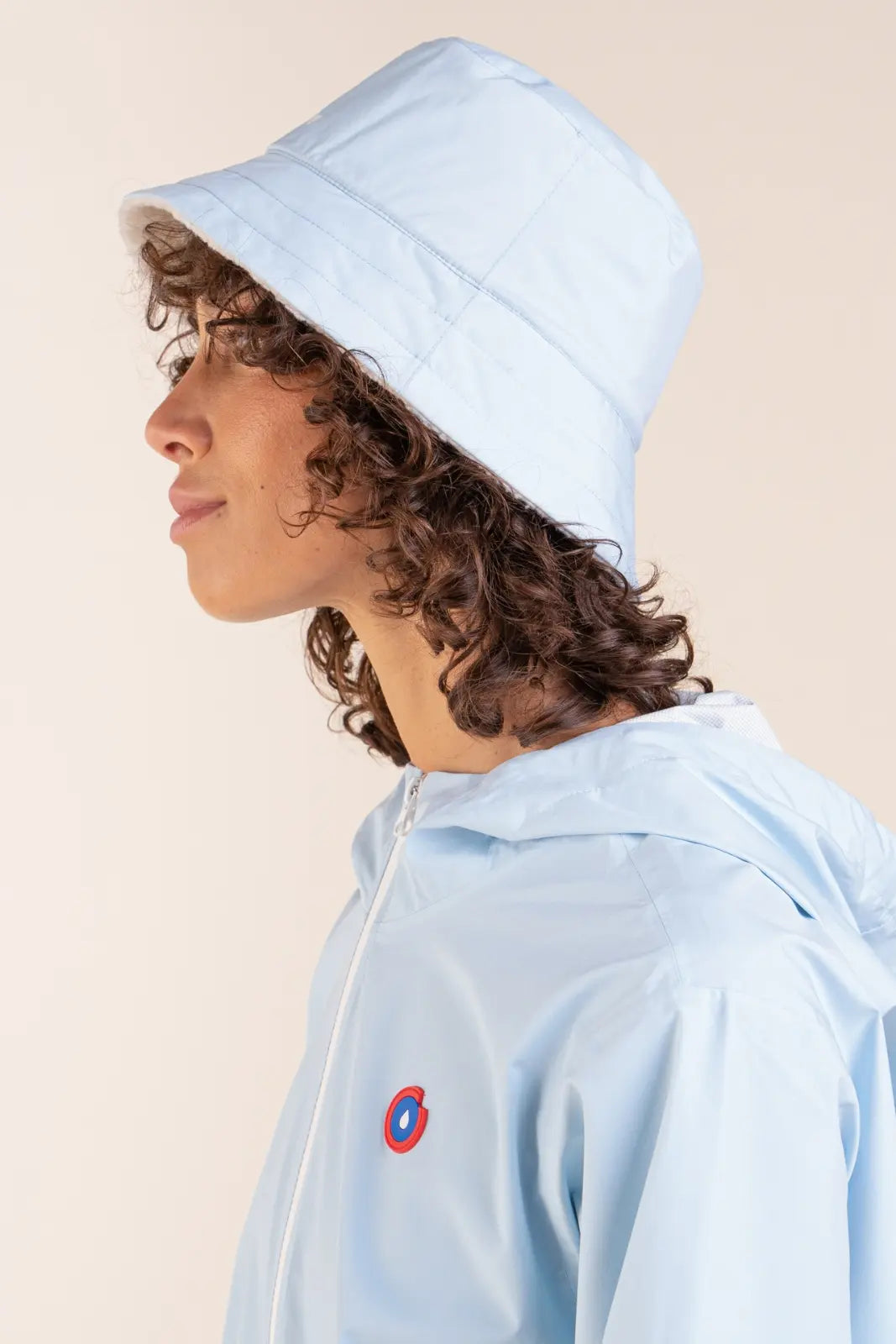 Bucket hat Marceau reversible fleece and raincoat #couleur_coquille-iceberg