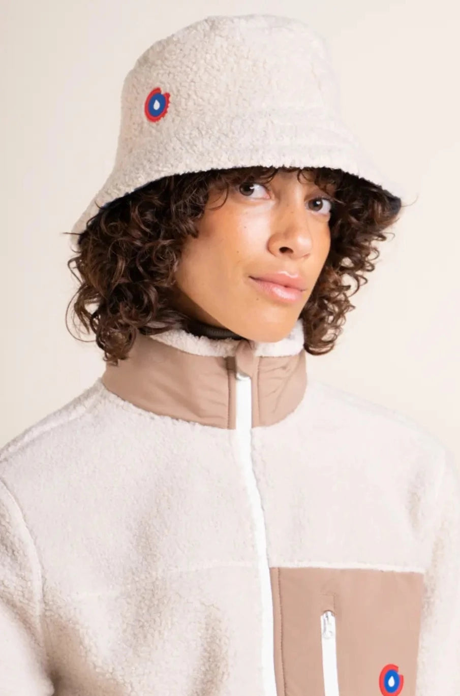 Bucket hat Marceau reversible fleece and raincoat #couleur_denim-coquille
