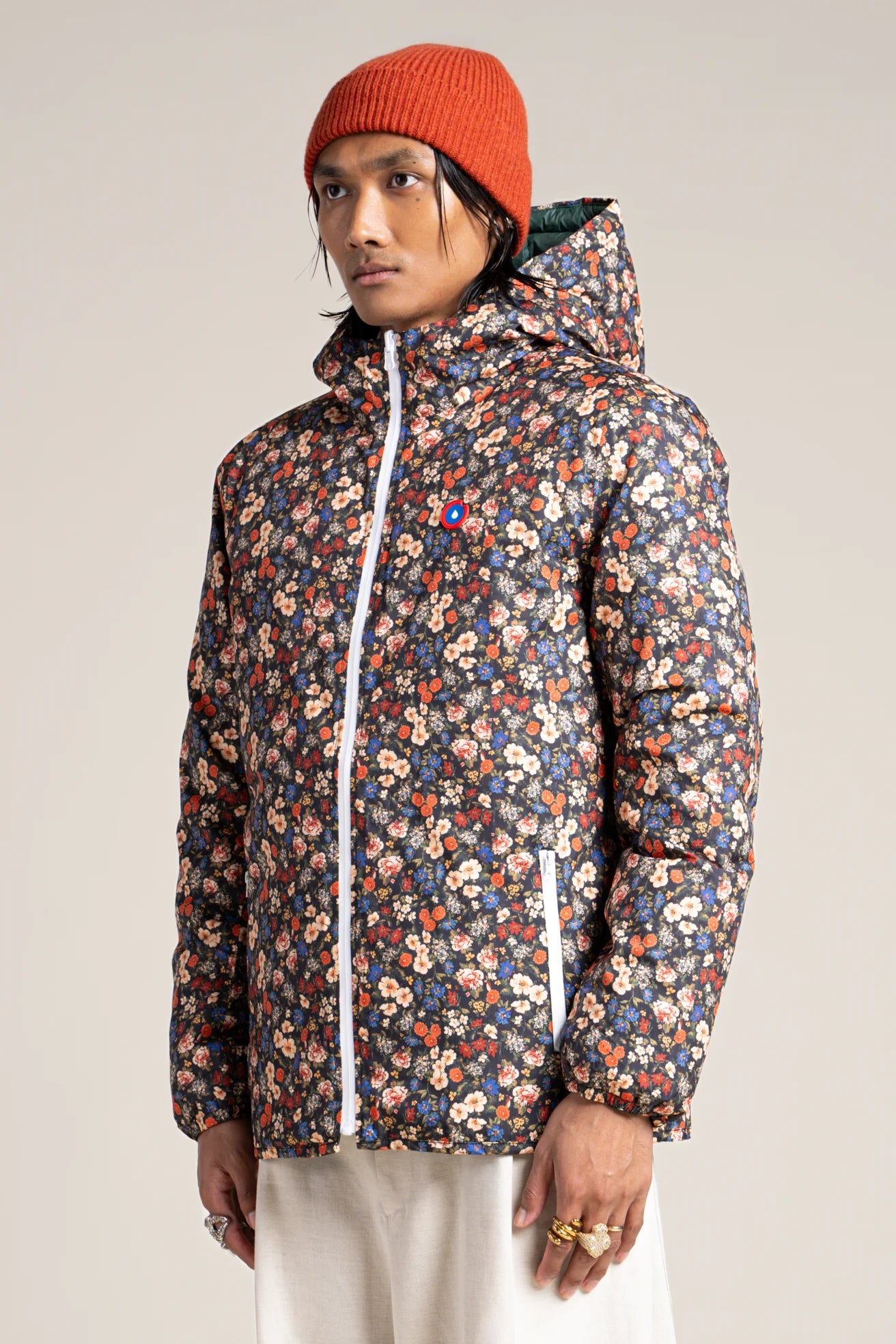 Charonne - Waterproof reversible down jacket - Flotte #couleur_sapin-bloom