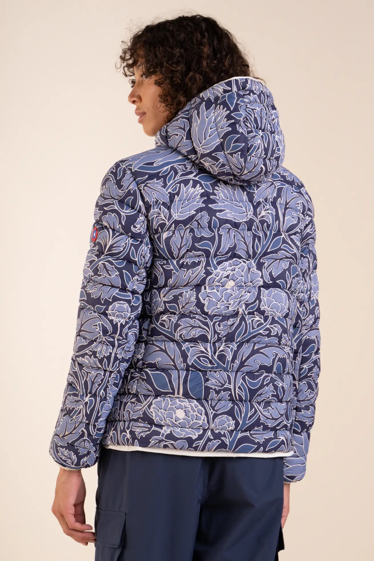 Charonne - Reversible down jacket - Flotte #couleur_coquille-Blueflower