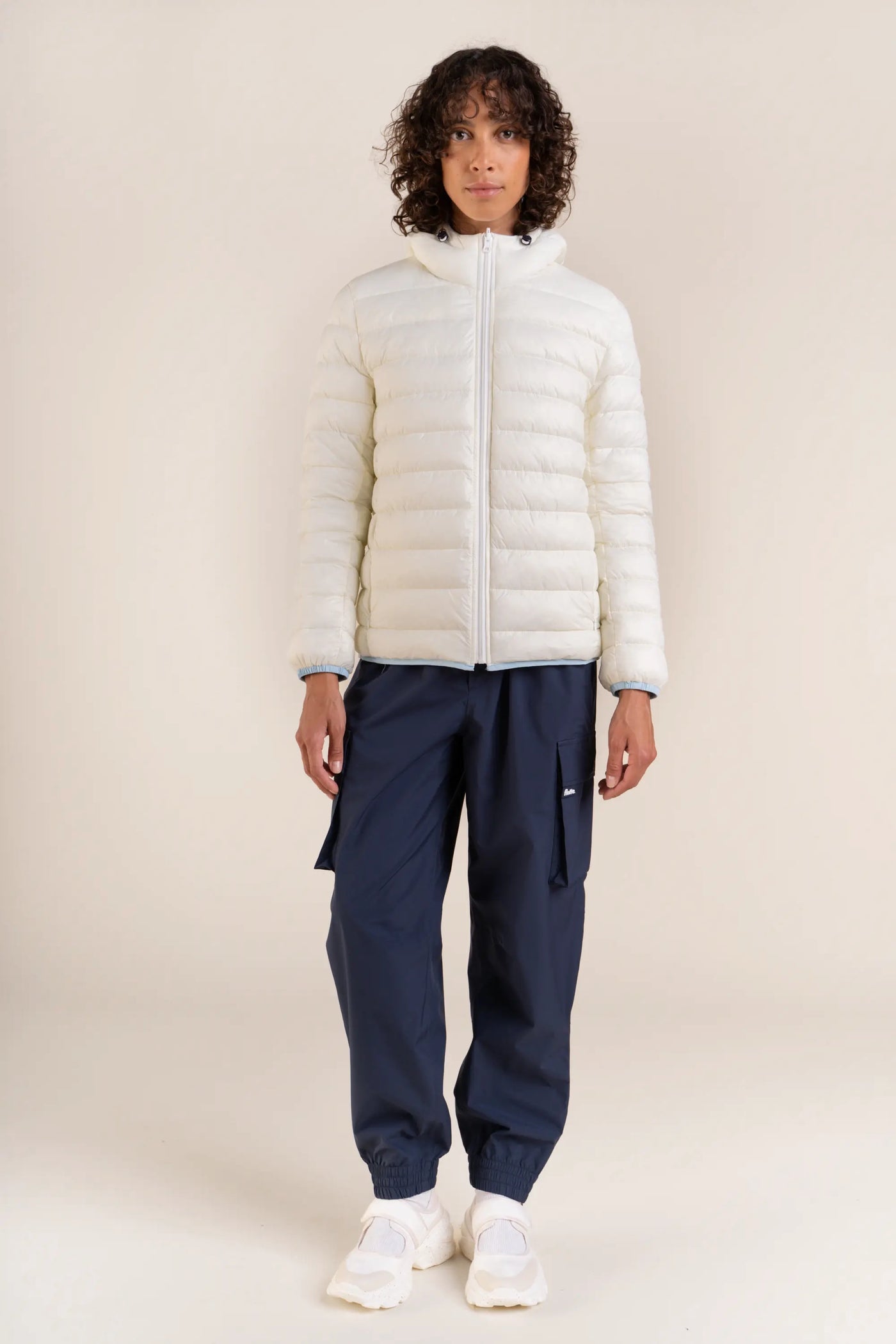 Charonne - Reversible down jacket - Flotte #couleur_coquille-iceberg