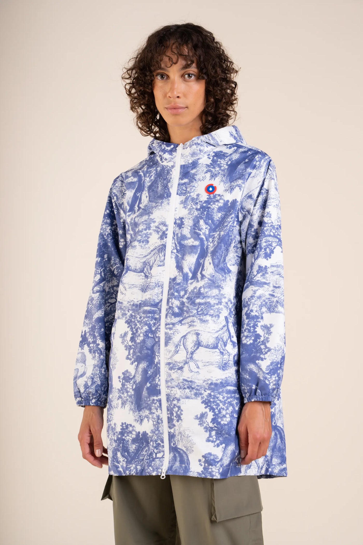 Amelot Printed - Long Raincoat - Flotte #couleur_jardin