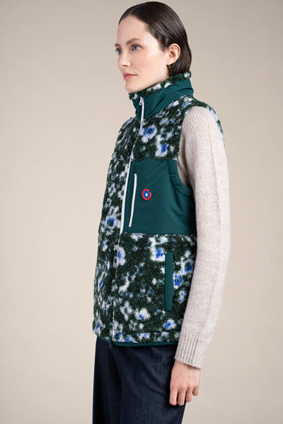 Sleeveless fleece jacket color Géranium/Sapin #couleur_geranium-sapin