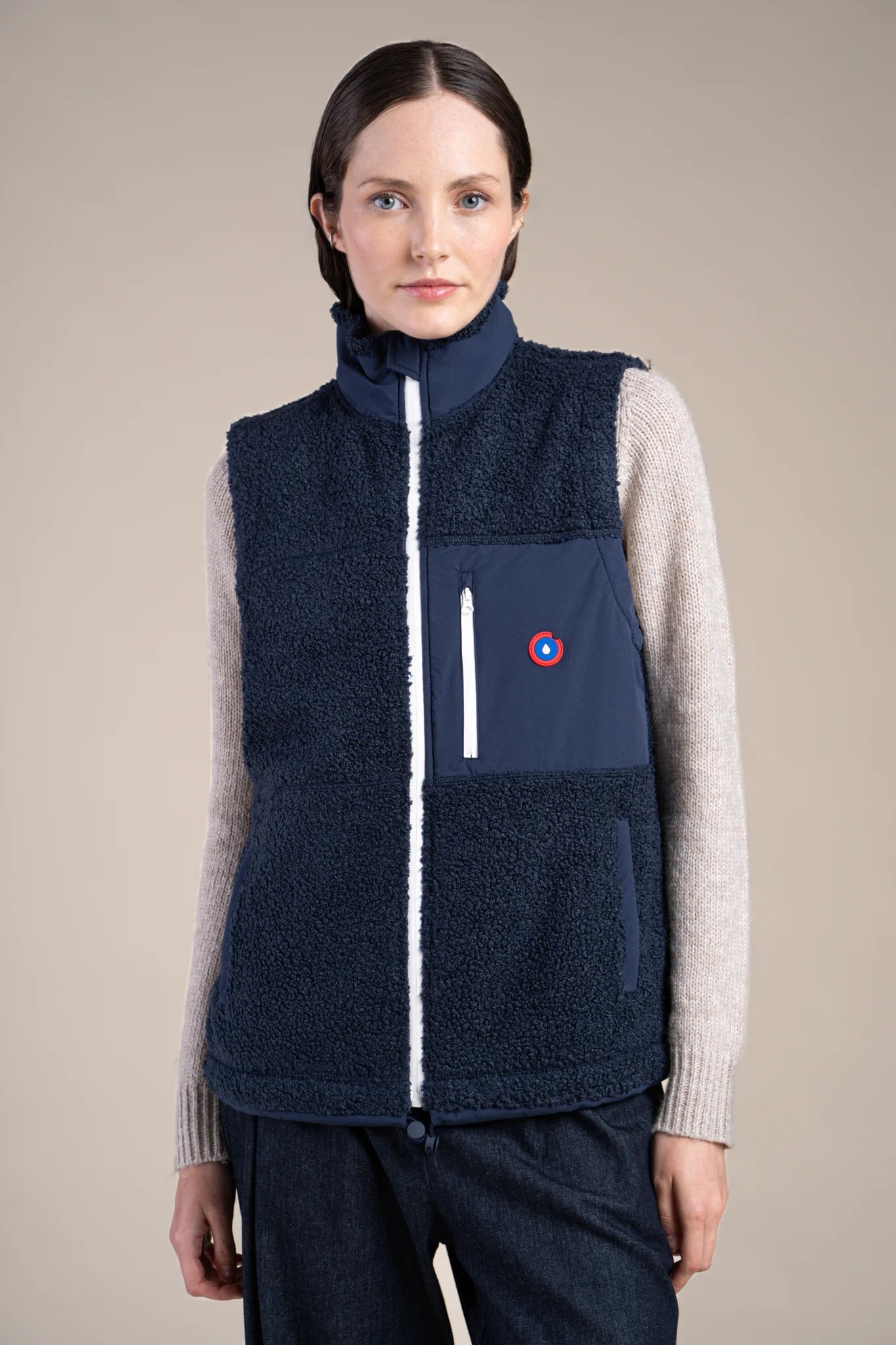 Indigo/indigo sleeveless fleece jacket #couleur_indigo