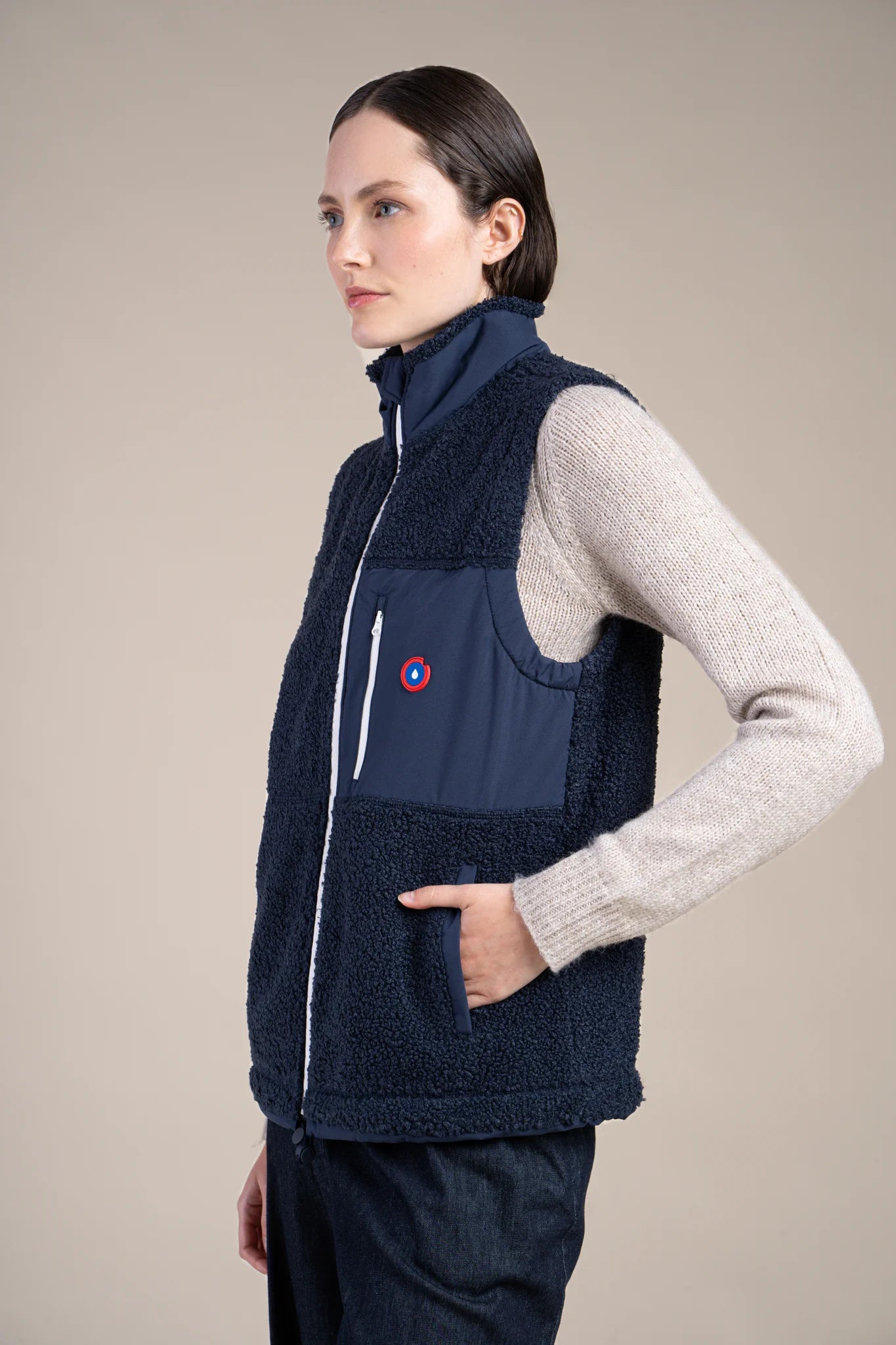 Indigo/indigo sleeveless fleece jacket #couleur_indigo