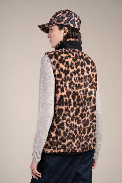 Leopard-colored sleeveless fleece jacket/Black #couleur_leopard-Black