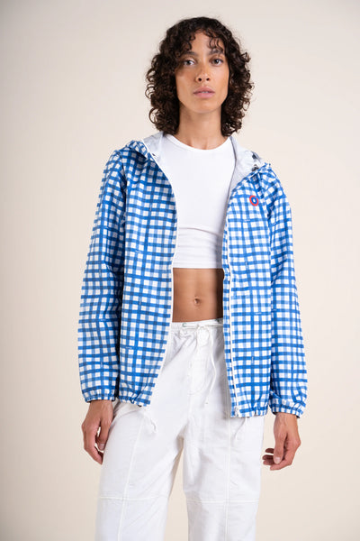 Passy - Short windbreaker raincoat - Flotte #couleur_vichy-bleu