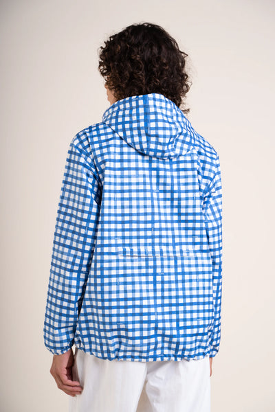 Passy - Short windbreaker raincoat - Flotte #couleur_vichy-bleu