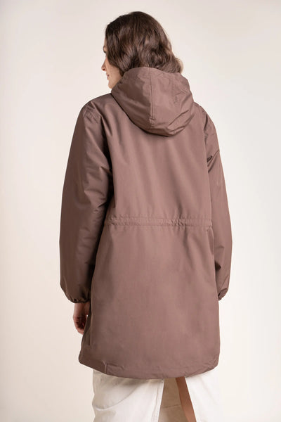 Long waterproof jacket with fleece lining #couleur_chocolat