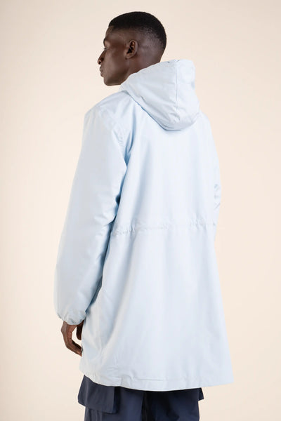 Long waterproof jacket with beige lining #couleur_iceberg