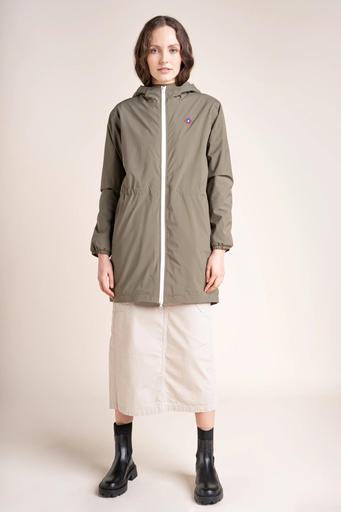 Waterproof and fleece-lined long jacket #couleur_kaki