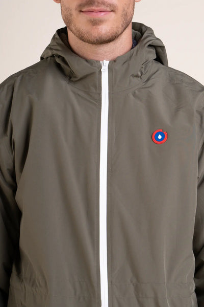 Waterproof and lined long jacket #couleur_kaki