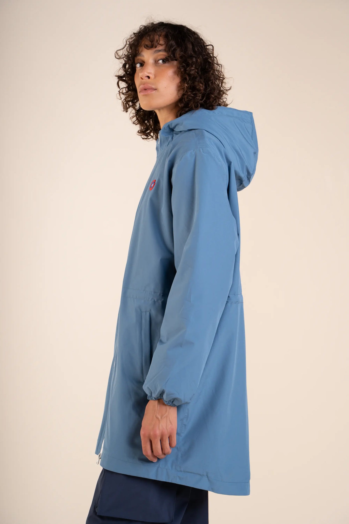 Long waterproof jacket with fleece lining #couleur_orage