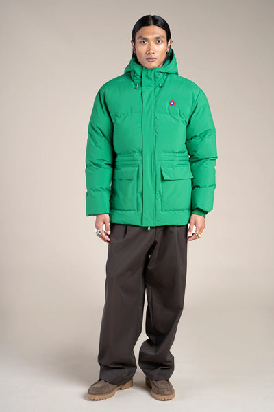 Waterproof mid-length down jacket - #couleur_cactus