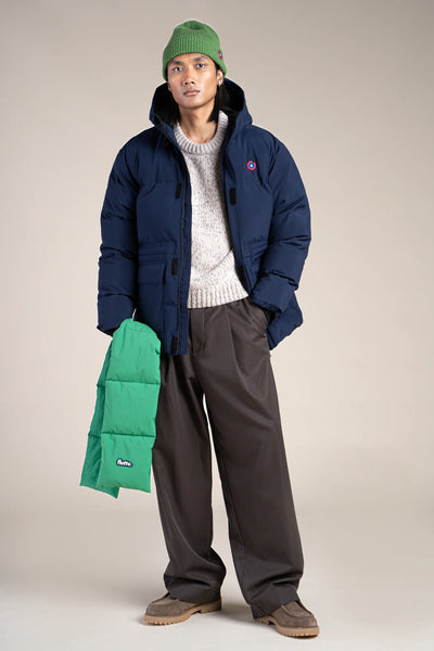 Waterproof mid-length down jacket - #couleur_indigo