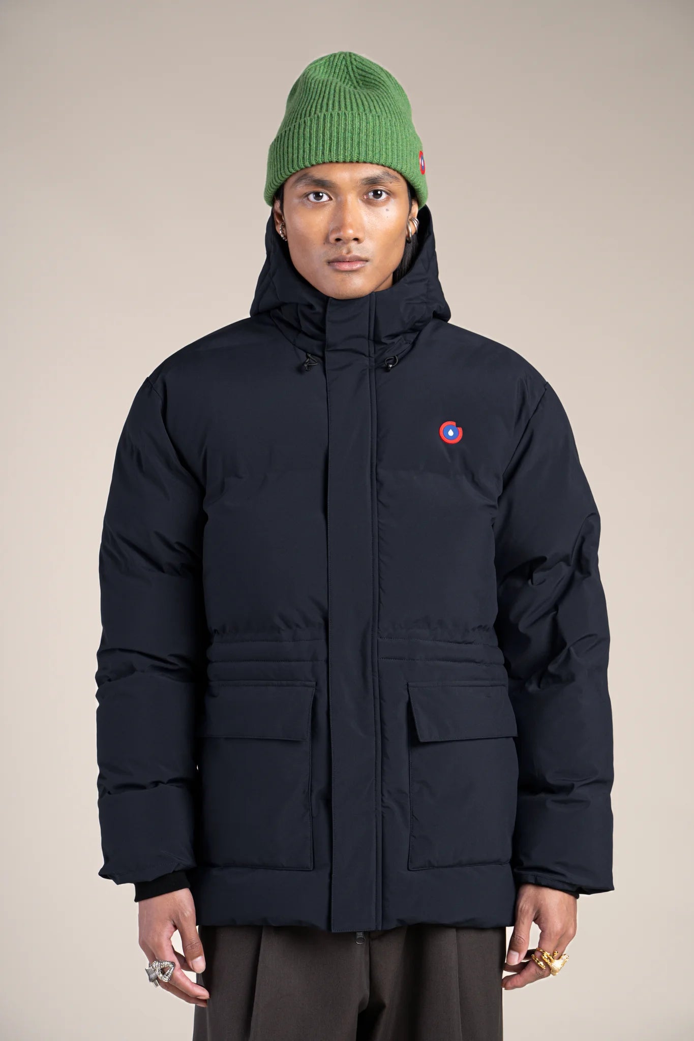 Waterproof mid-length down jacket - #couleur_ombre