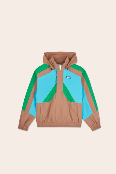 Abbesses - Tricolor sport jacket - Flotte couleur cannelle turquoise cactus #couleur_cannelle-turquoise-cactus