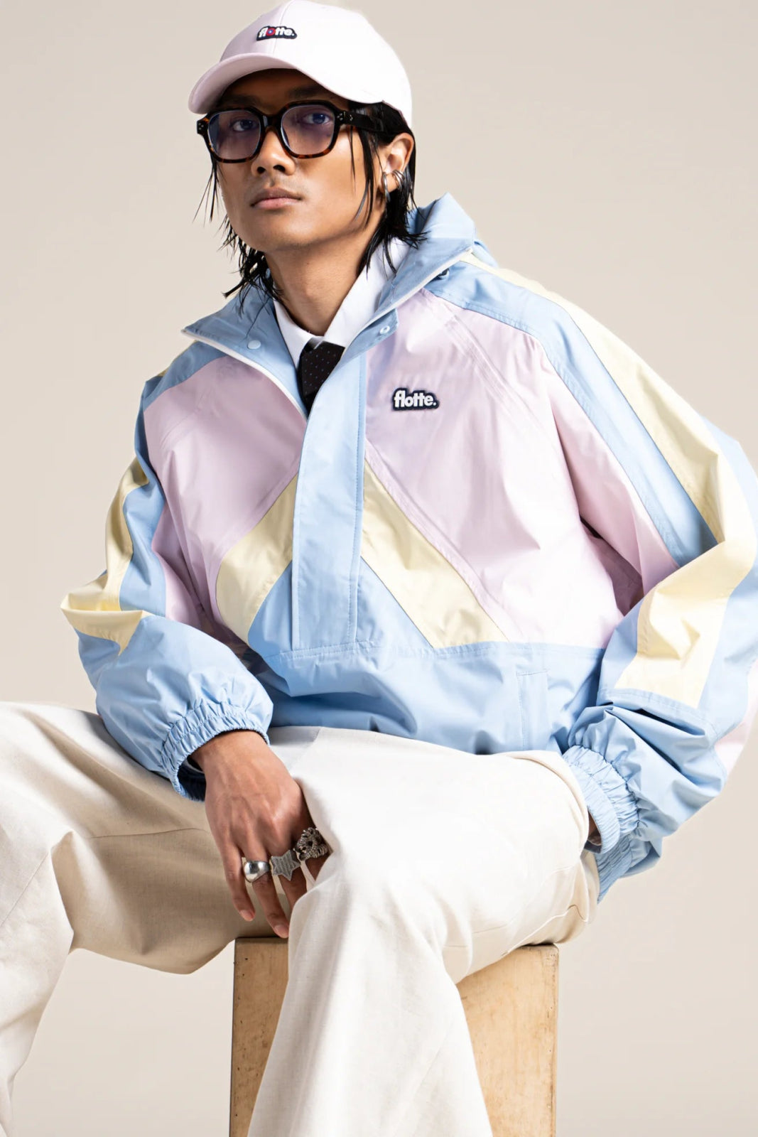 Abbesses - Tricolor sport jacket - Flotte couleur ciel butter marshmallow #couleur_ciel-butter-marshmallow