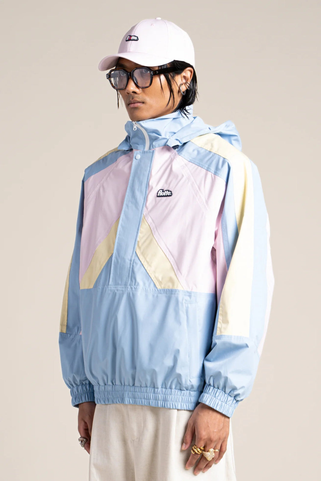 Abbesses - Tricolor sport jacket - Flotte couleur ciel butter marshmallow #couleur_ciel-butter-marshmallow