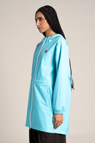 Amelot Couleur - Long raincoat - Flotte color turquoise blue #couleur_turquoise