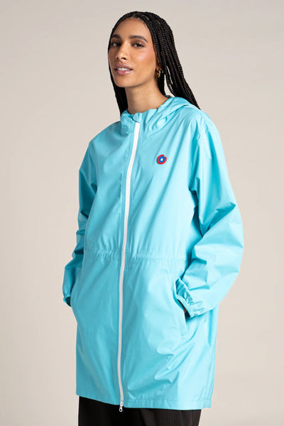 Amelot Couleur - Long raincoat - Flotte color turquoise blue #couleur_turquoise