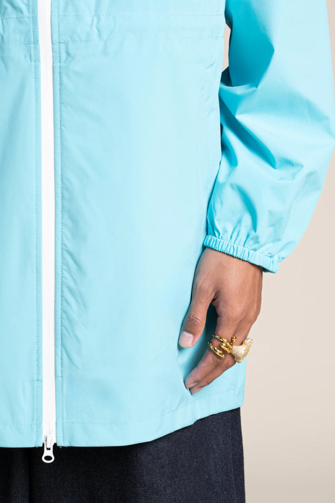 Amelot Couleur - Long raincoat - Flotte color turquoise blue #couleur_turquoise