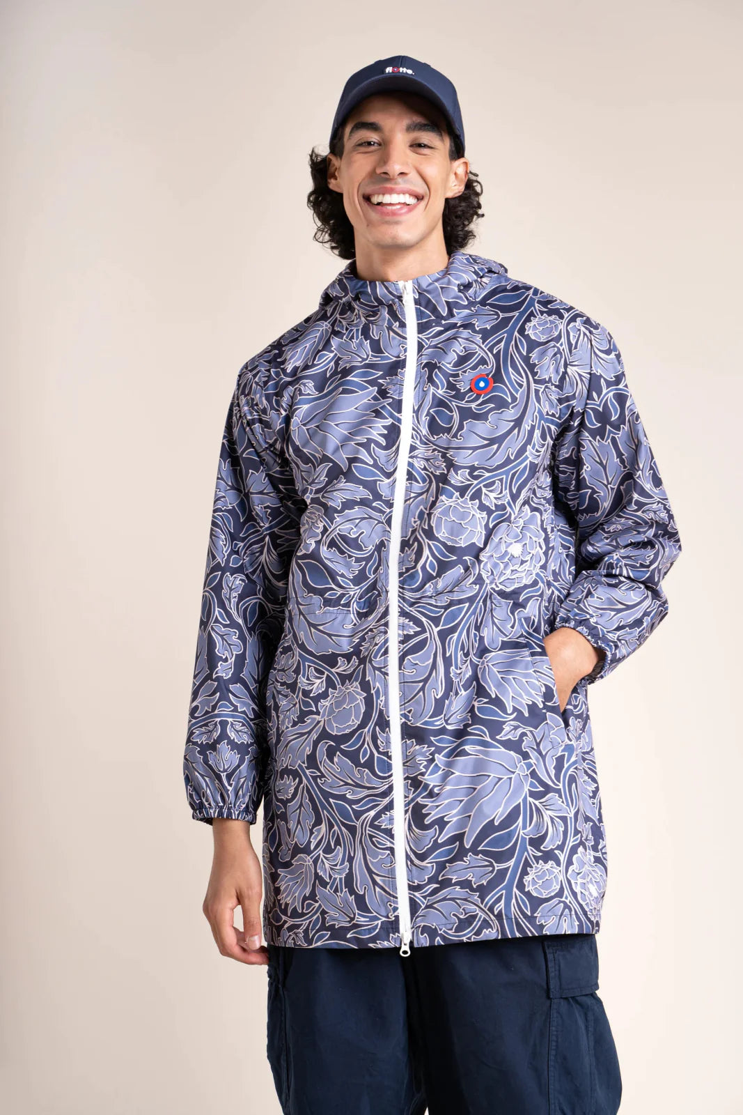 Amelot Printed - Long Raincoat - Flotte #couleur_bleuet