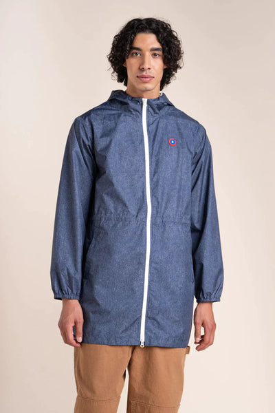 Amelot Printed - Long Raincoat - Flotte #couleur_denim