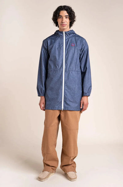 Amelot Printed - Long Raincoat - Flotte #couleur_denim