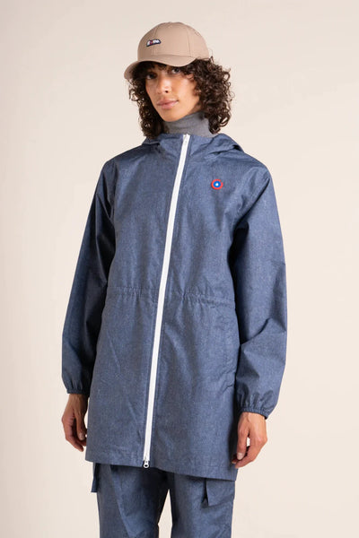 Amelot Printed - Long Raincoat - Flotte #couleur_denim