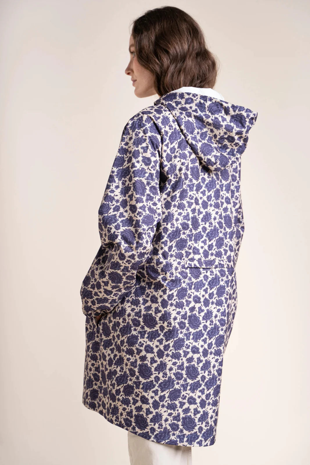 Amelot Printed - Long Raincoat - Flotte #couleur_rosier